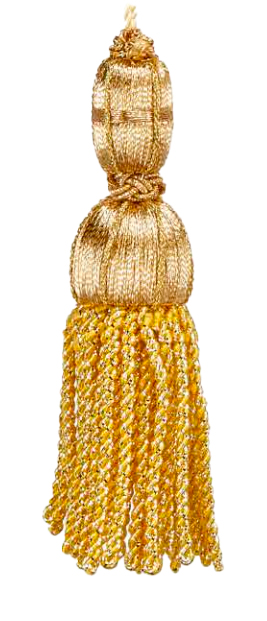 borla oro cabeza fleco torcido